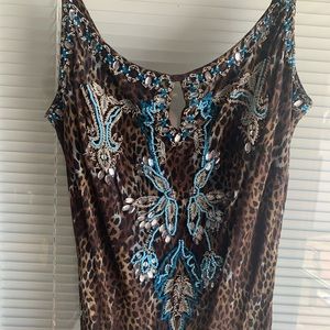 Sue Wong Leopard Beaded Gown